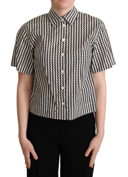 Dolce & Gabbana White Black Fantasy Pattern Women's Shirt