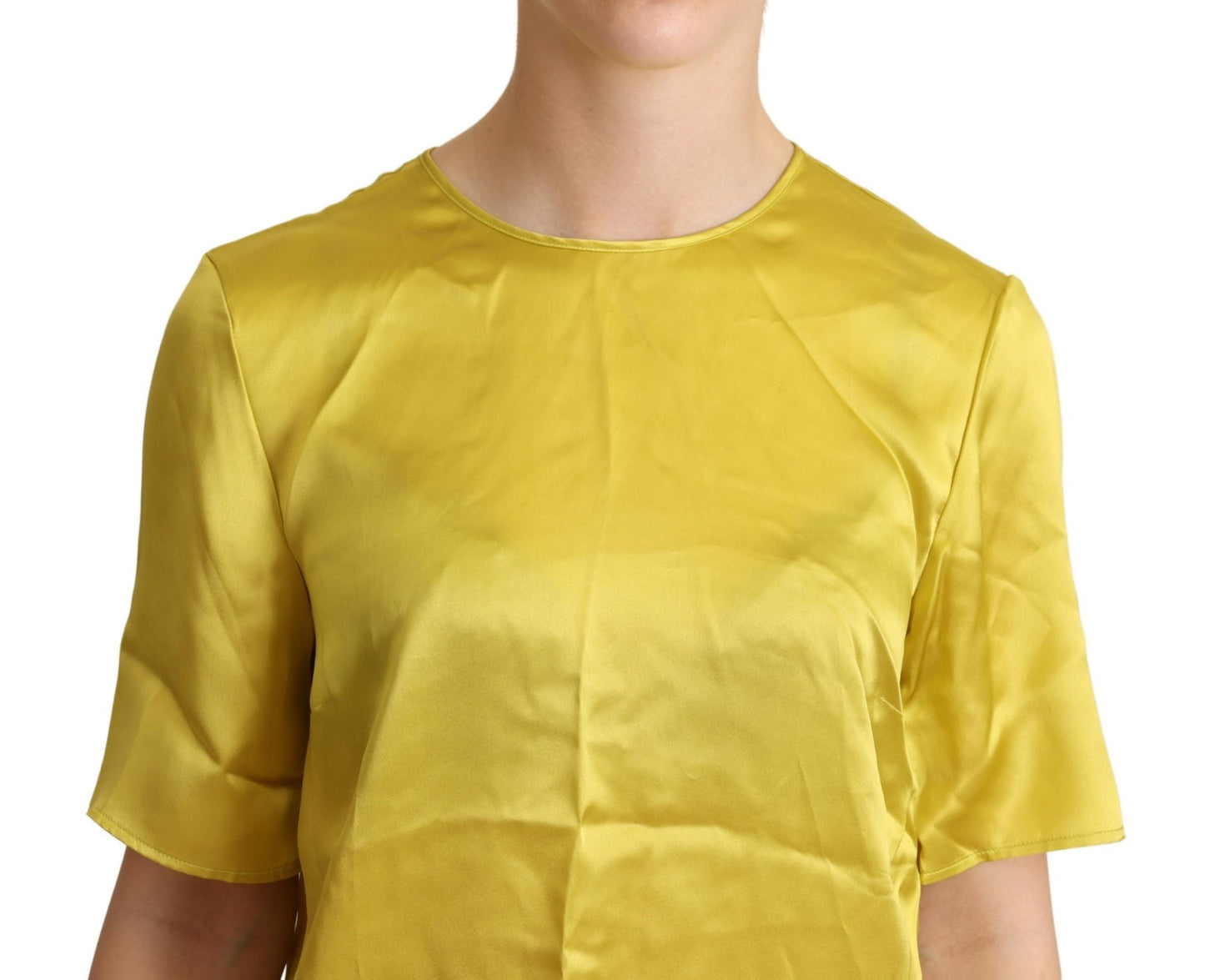 Dolce & Gabbana Yellow Silk Short Sleeve Blouse Women's T-shirt