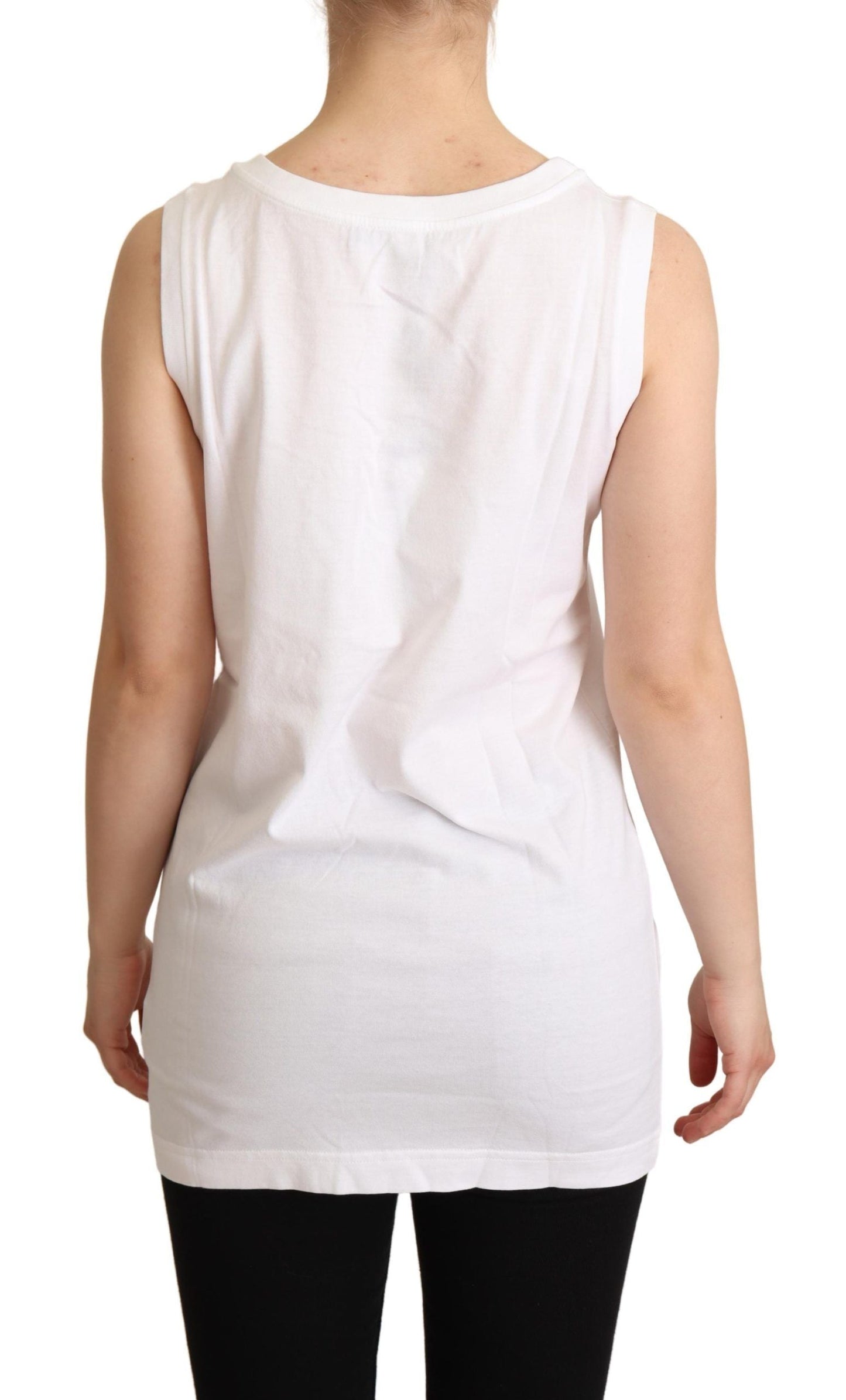 Dolce & Gabbana White La Moda Crystal Tank Top Women's T-shirt