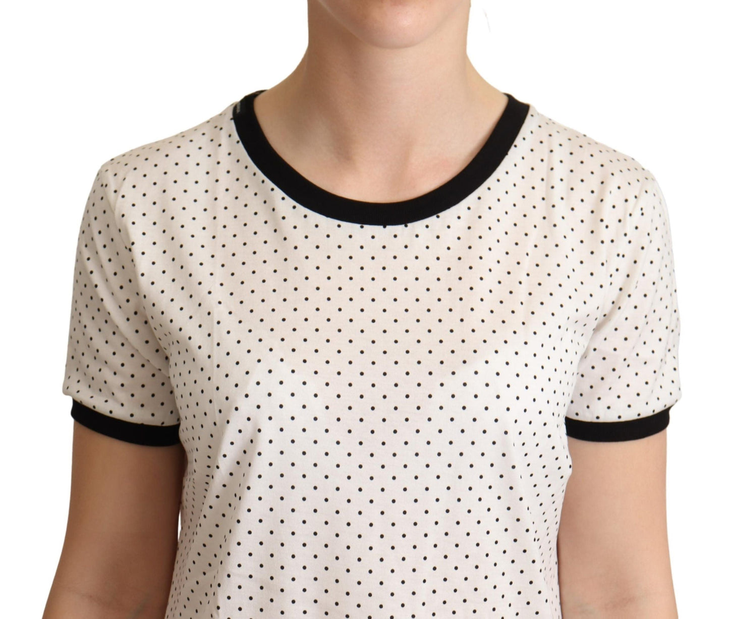 Dolce & Gabbana White Dotted Crewneck Cotton Women's T-shirt