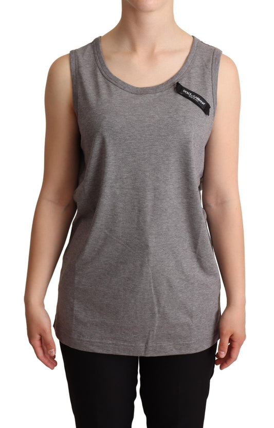 Dolce & Gabbana Gray Sleeveless Round Neck Tank Top Women's T-shirt