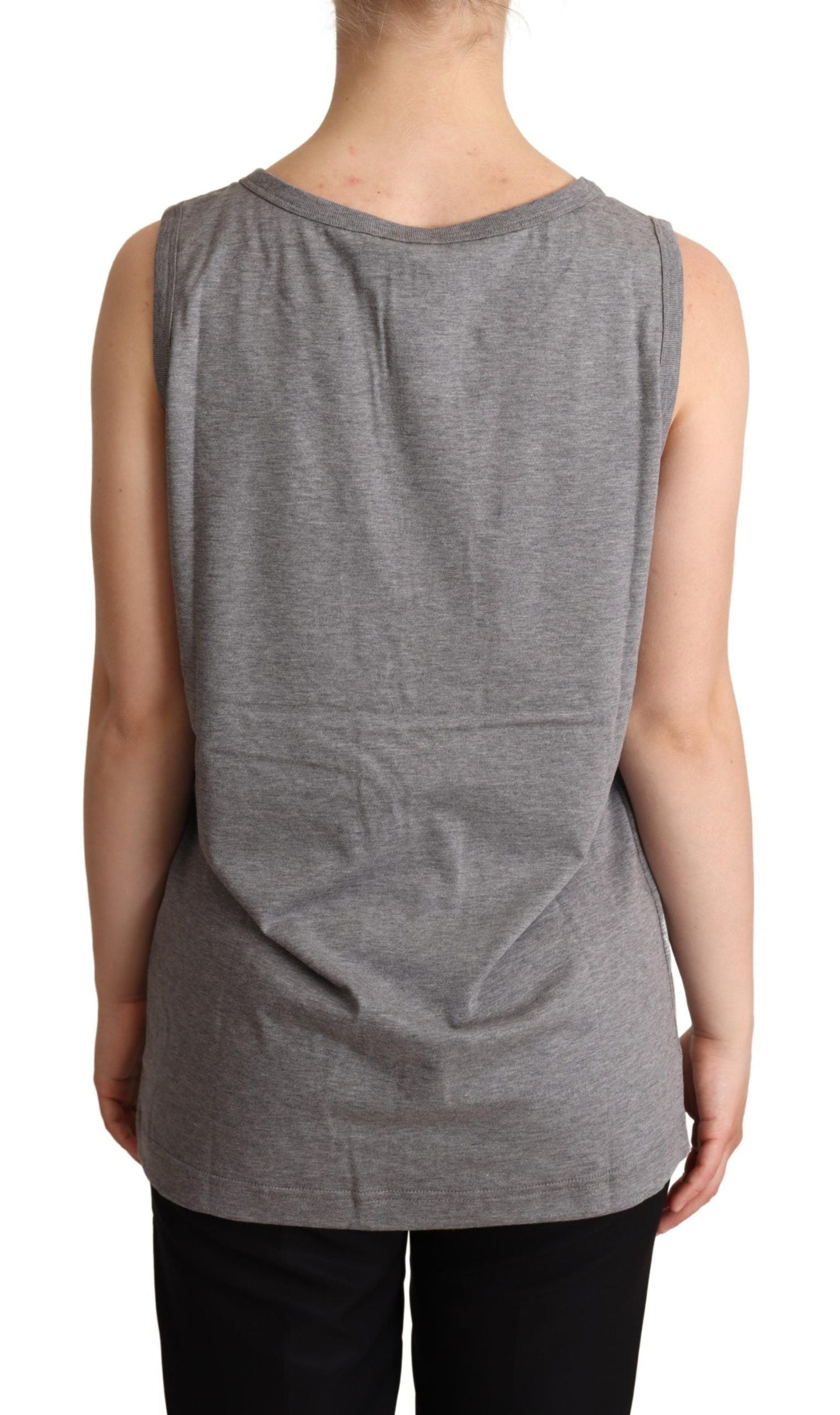 Dolce & Gabbana Gray Sleeveless Round Neck Tank Top Women's T-shirt