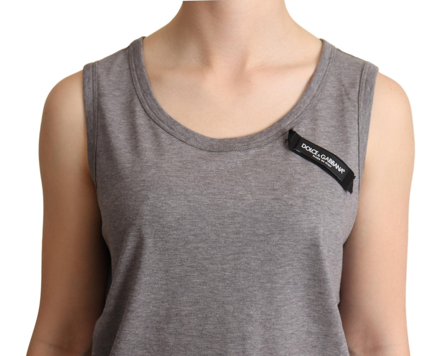 Dolce & Gabbana Gray Sleeveless Round Neck Tank Top Women's T-shirt
