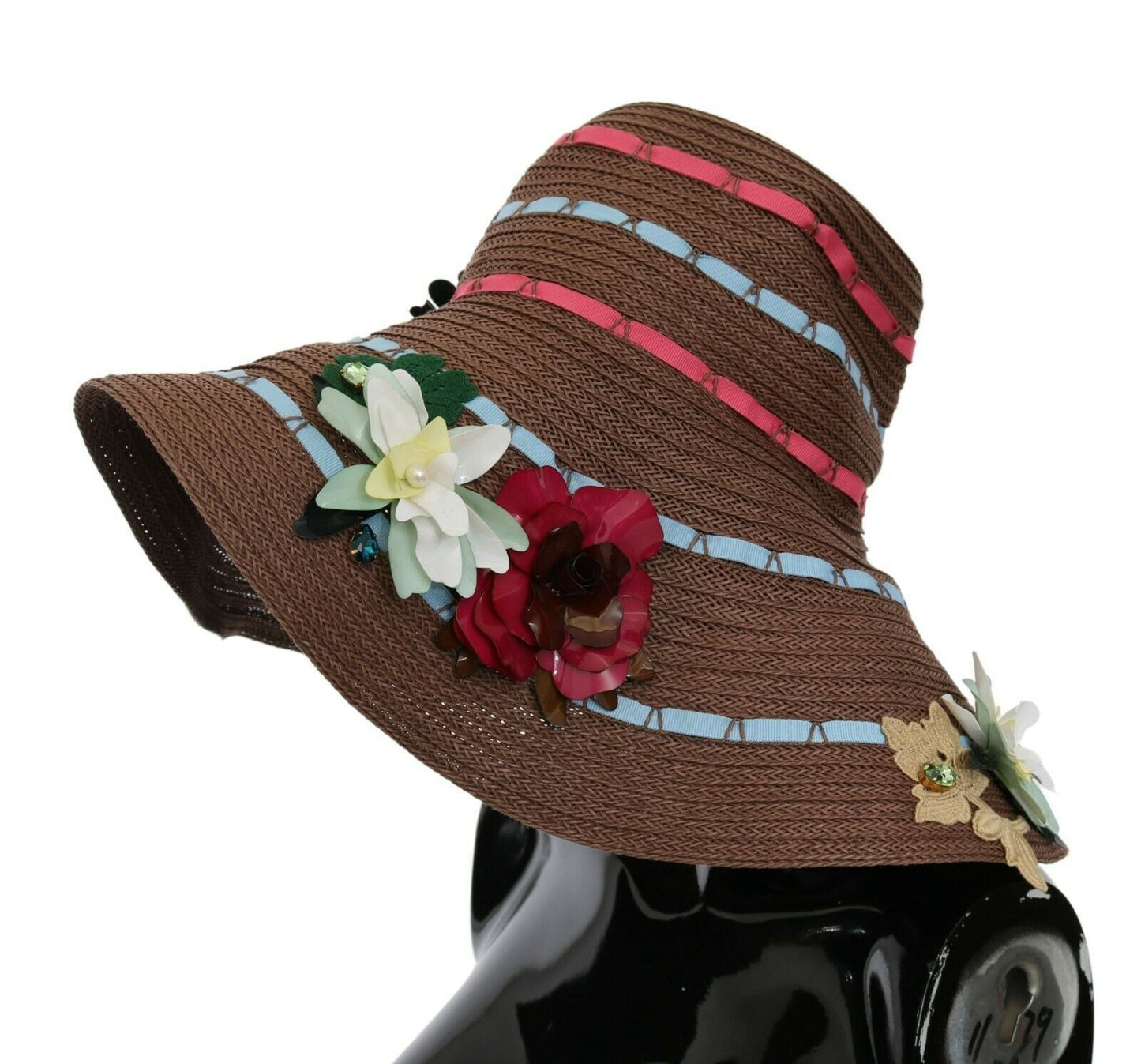 Dolce & Gabbana Brown Knitted Straw Floral Women's Hat