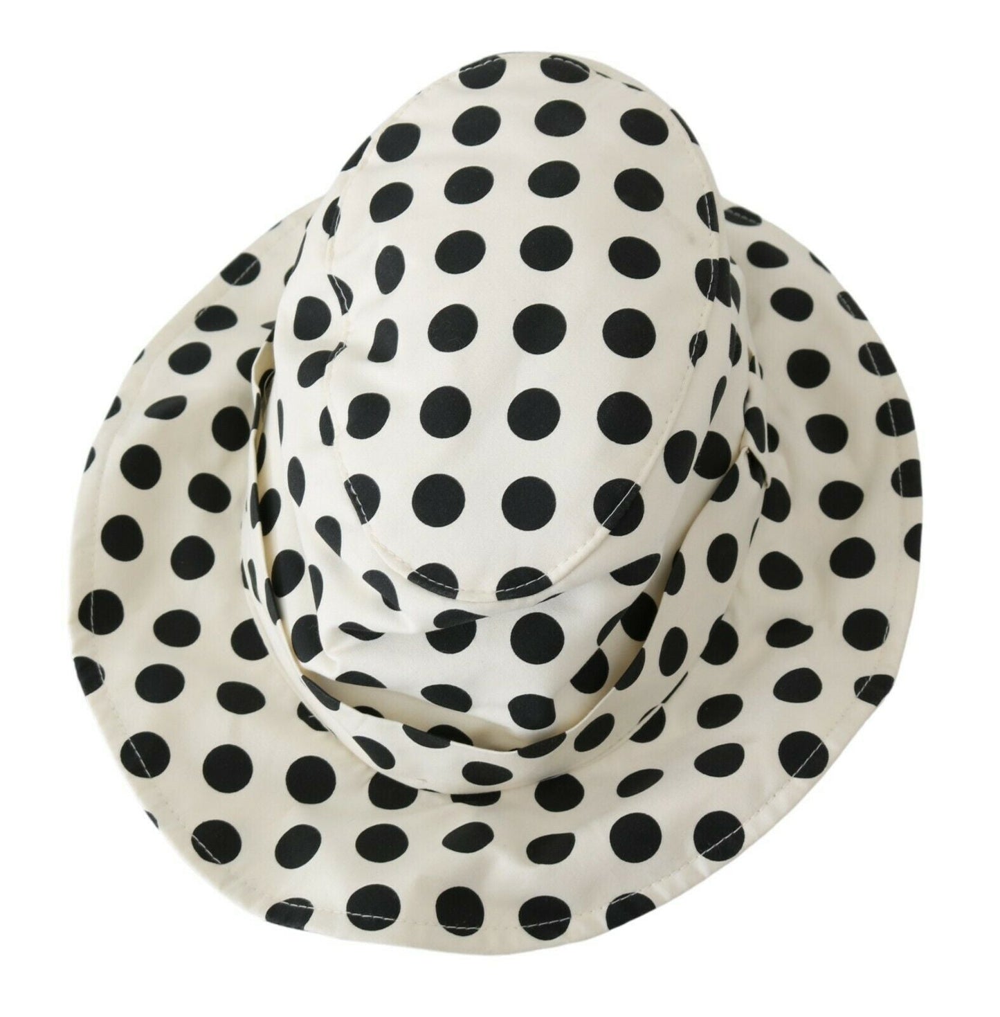Dolce & Gabbana White 100% Cotton Polka Dot Design Trilby Women's Hat