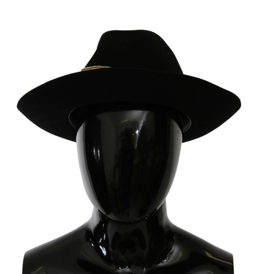 Dolce & Gabbana Black Lapin Amor Gignit Wide Brim Panama Women's Hat