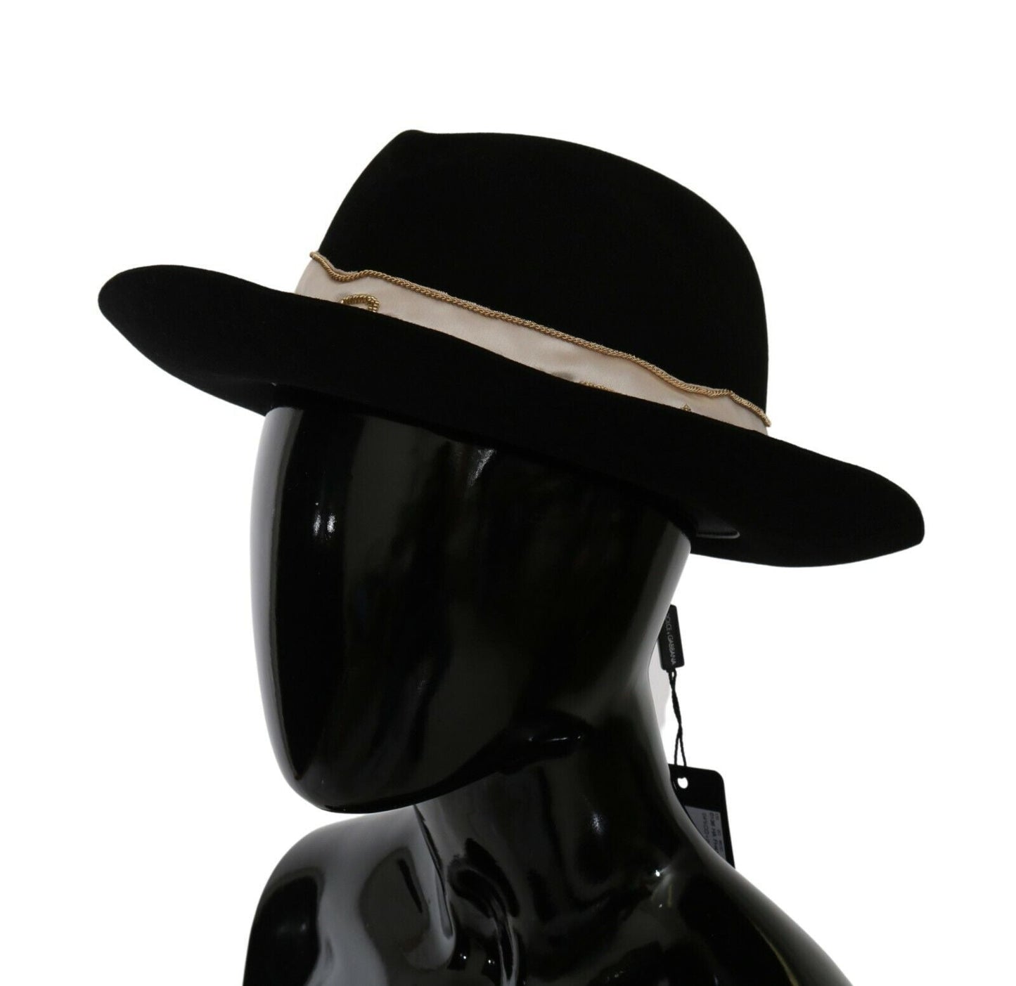 Dolce & Gabbana Black Lapin Amor Gignit Wide Brim Panama Women's Hat