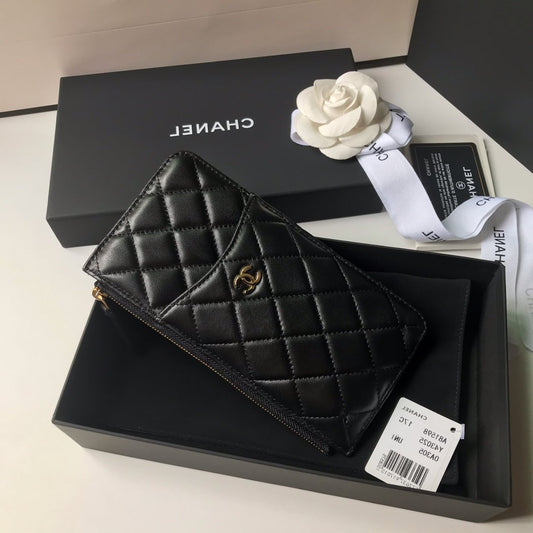 CHANEL MOBILE PURSE 19.5 BLACK GRAINED CALFSKIN GOLD ICON