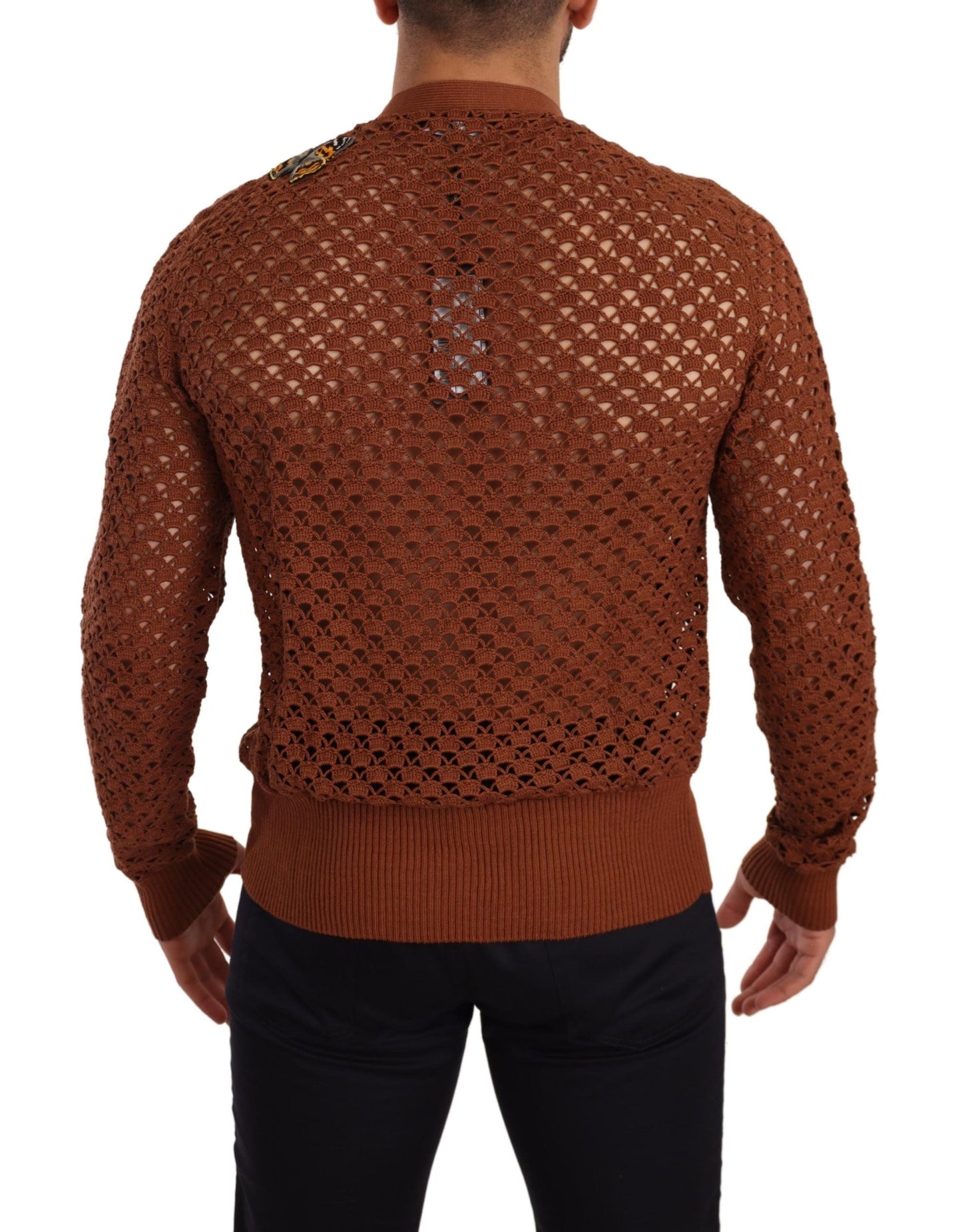 Dolce & Gabbana Brown Leopard Butterfly Cardigan Men's Sweater
