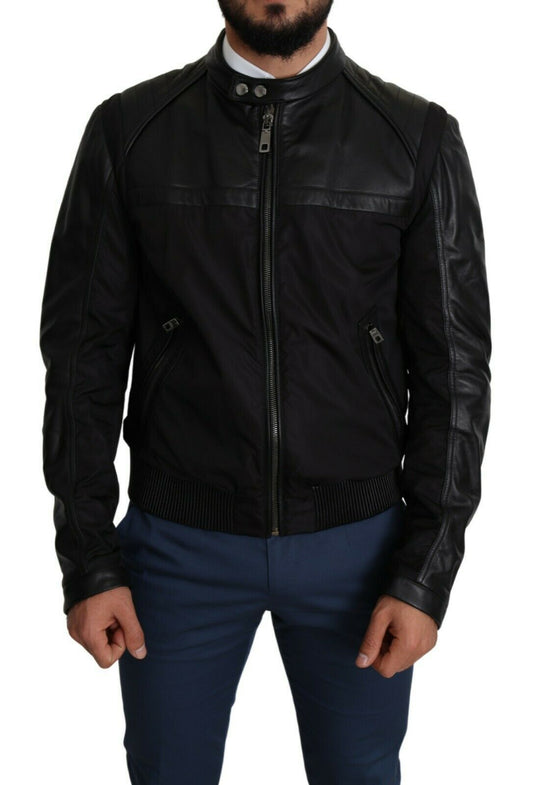 Dolce & Gabbana Black Nylon Full Zip Men Bomber Coat Men's Jacket