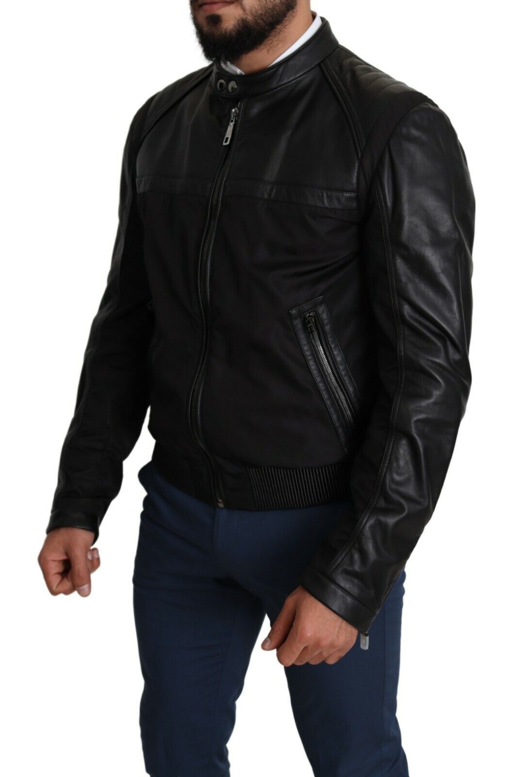 Dolce & Gabbana Black Nylon Full Zip Men Bomber Coat Men's Jacket