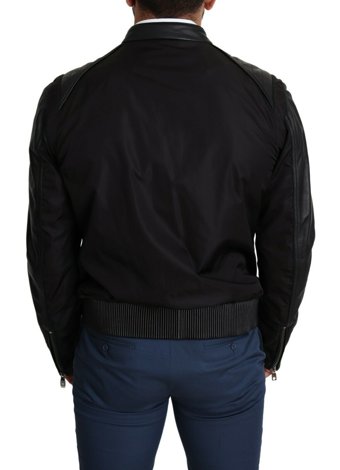 Dolce & Gabbana Black Nylon Full Zip Men Bomber Coat Men's Jacket