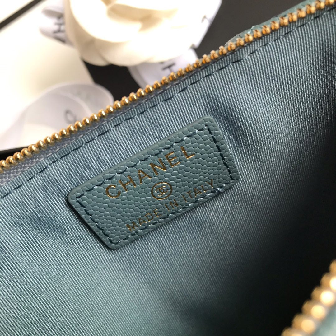 CHANEL MOBILE PURSE 19.5 SAPPHIRE GRAINED CALFSKIN GOLD ICON