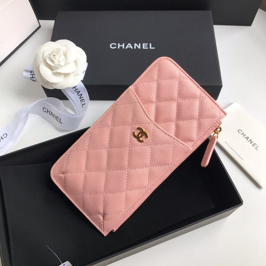 CHANEL MOBILE PURSE 19.5 PEACH GRAINED CALFSKIN GOLD ICON