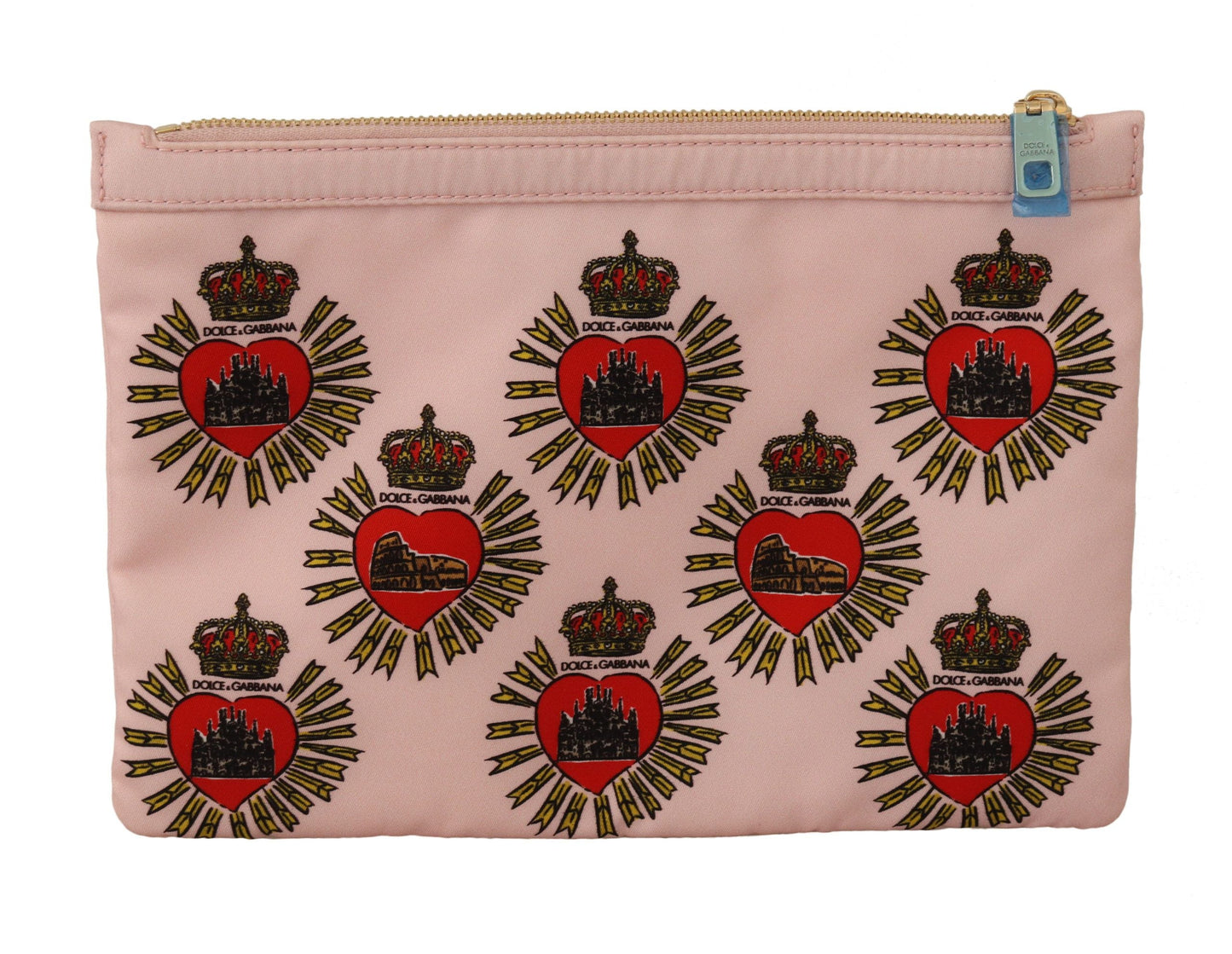 Dolce & Gabbana Clutch Pink D&G Logo Devotion Heart Toiletry Pouch Women's Wallet