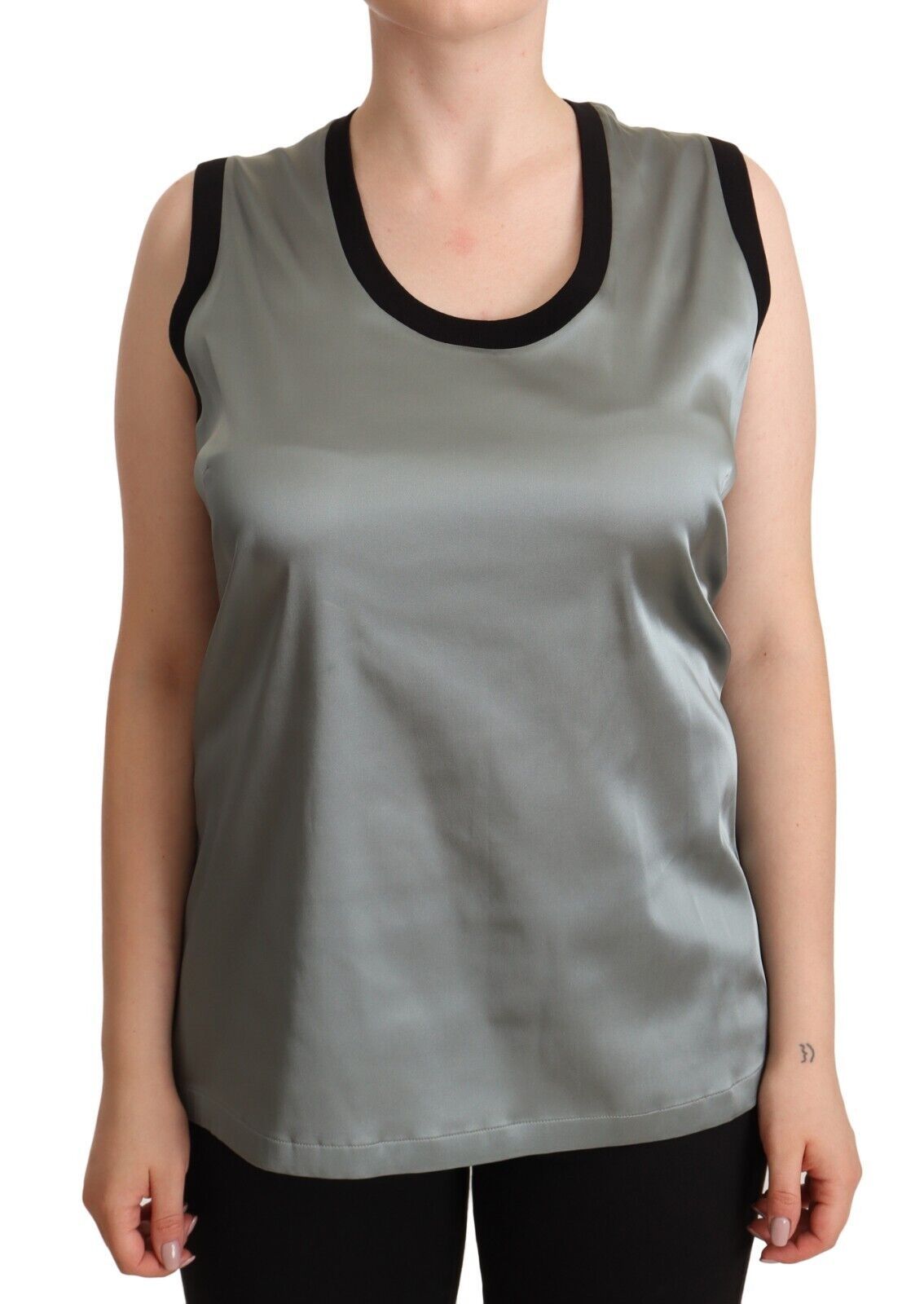 Dolce & Gabbana Silver Round Neck Sleeveless Casual Tank Women's Top