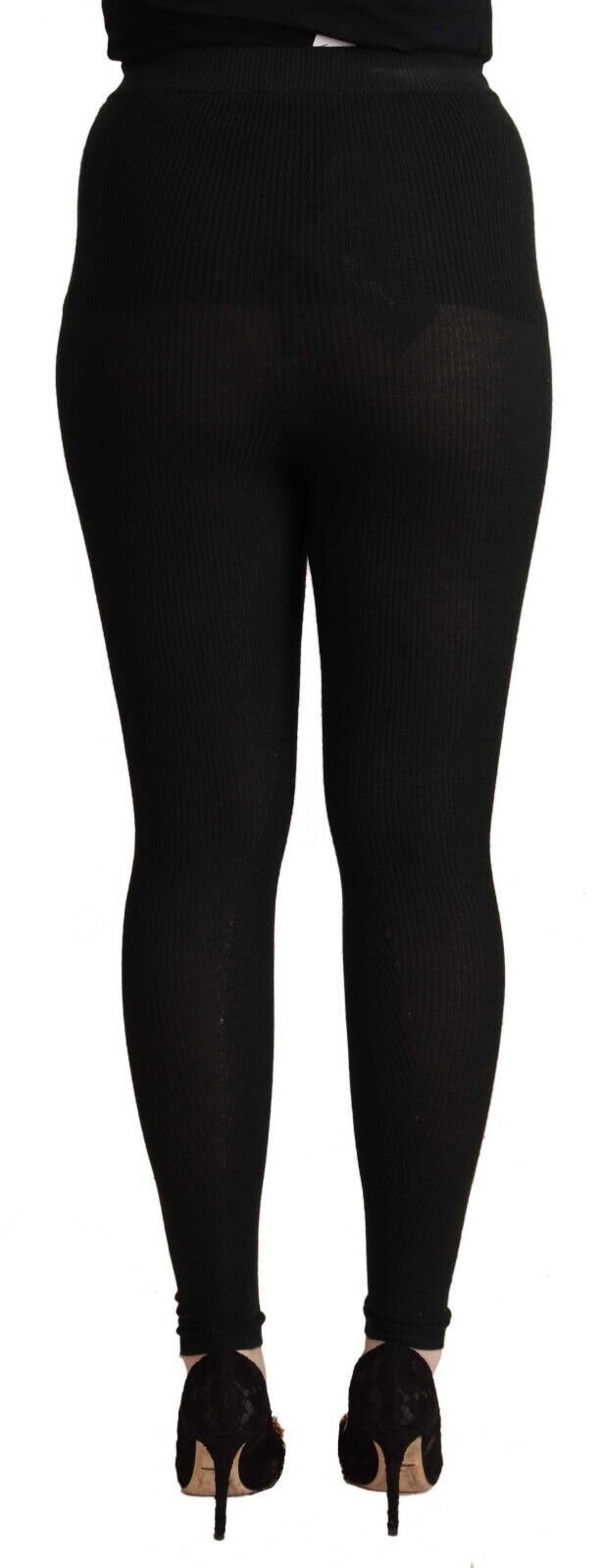 Dolce & Gabbana Black Cashmere Stretch Waist Tights Women's Pants