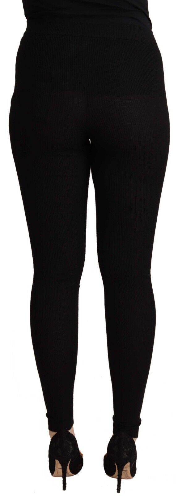 Dolce & Gabbana Black Cashmere Stretch Waist Tights Women's Pants
