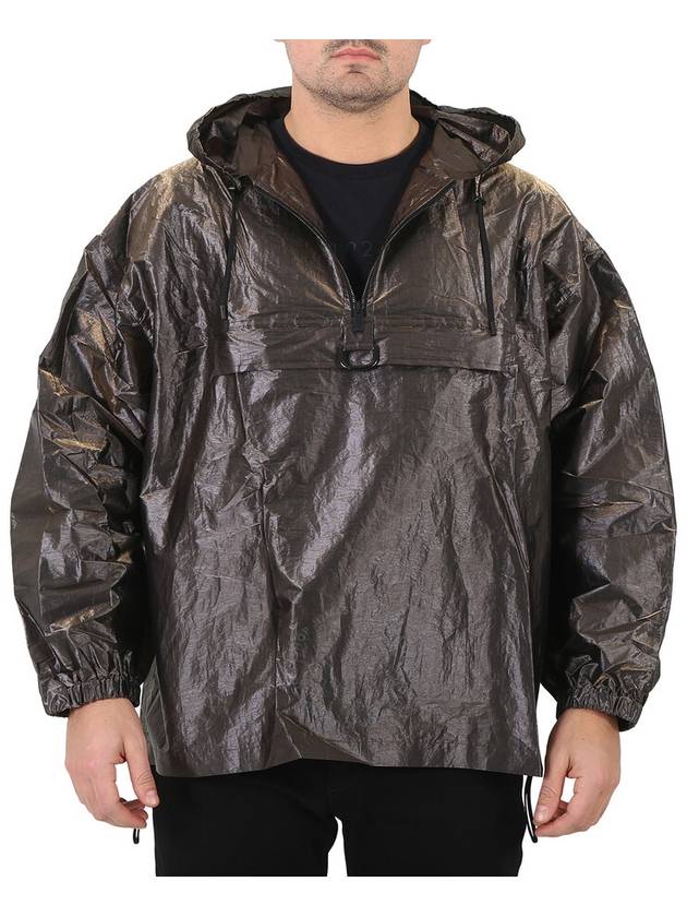 Fendi metal nylon oversized hooded jacket gray