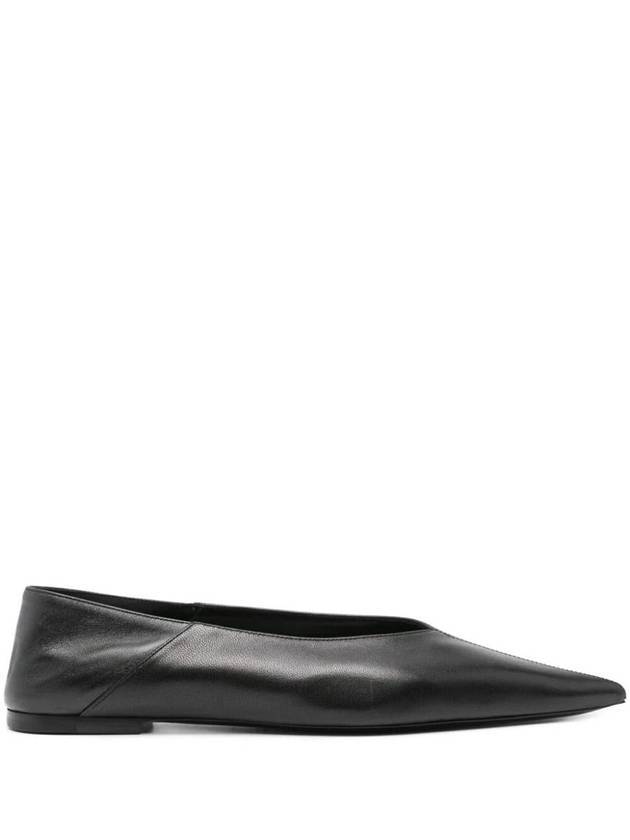 Saint Laurent Point Toe Leather Flats Black