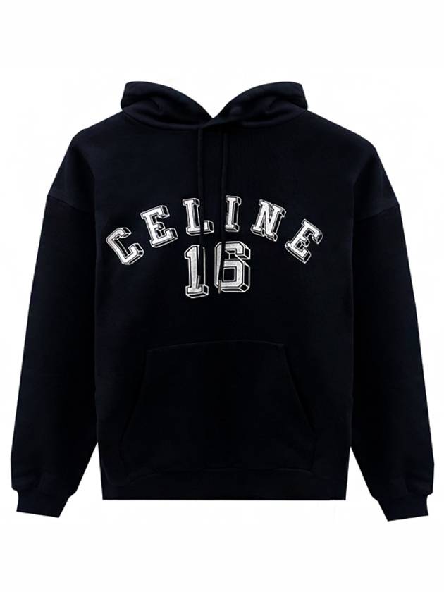 CELINE 16 Loose Cotton Fleece Hoodie Black