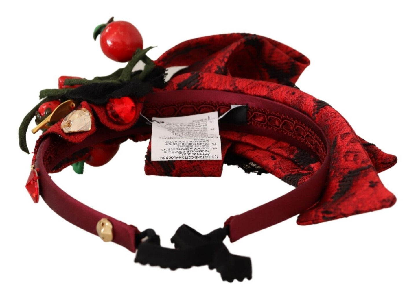 Dolce & Gabbana Red Tiara Berry Fruit Crystal Bow Hair Diadem Women's Headband