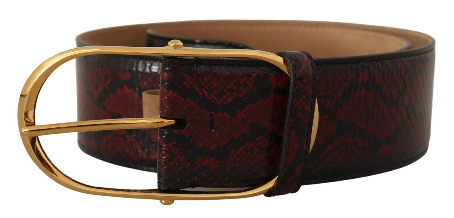 Dolce & Gabbana Red Exotic Leather Gold Oval Buckle Women's Belt