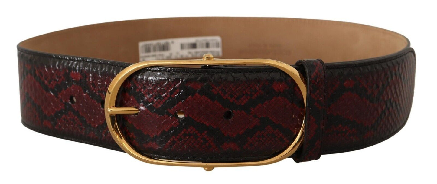 Dolce & Gabbana Red Exotic Leather Gold Oval Buckle Women's Belt