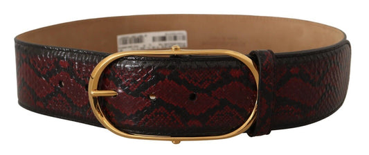 Dolce & Gabbana Red Exotic Leather Gold Oval Buckle Women's Belt