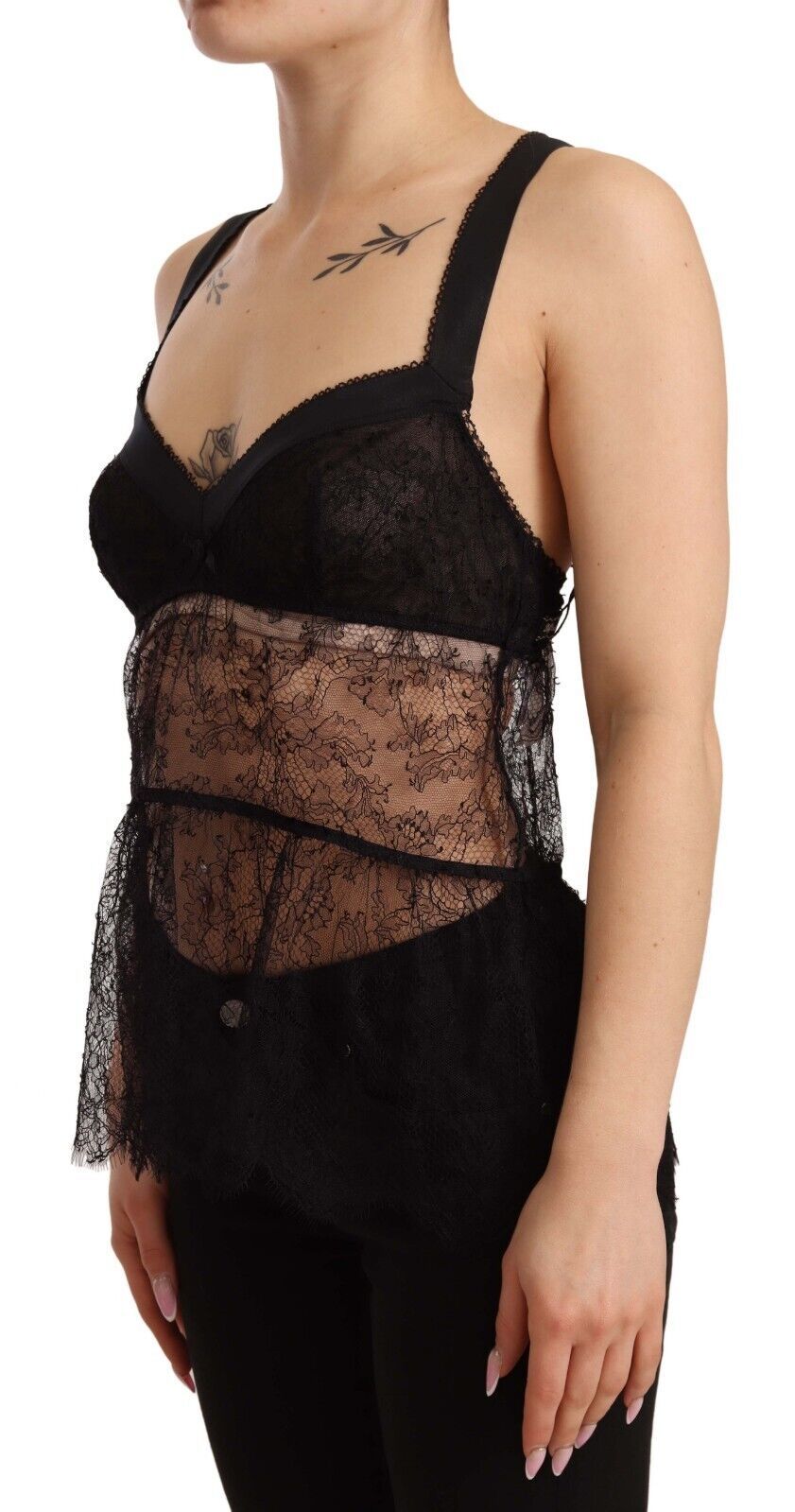 Dolce & Gabbana Black Silk Lace Babydoll Nylon Lingerie Women's Top