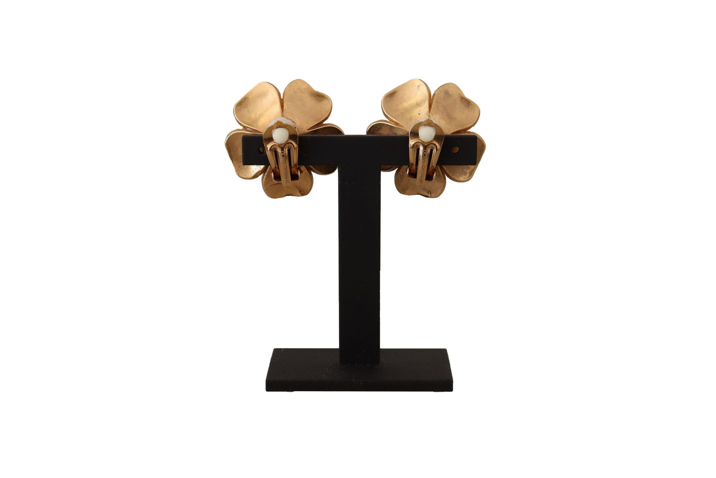 Dolce & Gabbana Gold Tone Maxi Faux Pearl Floral Clip-on Jewelry Women's Earrings