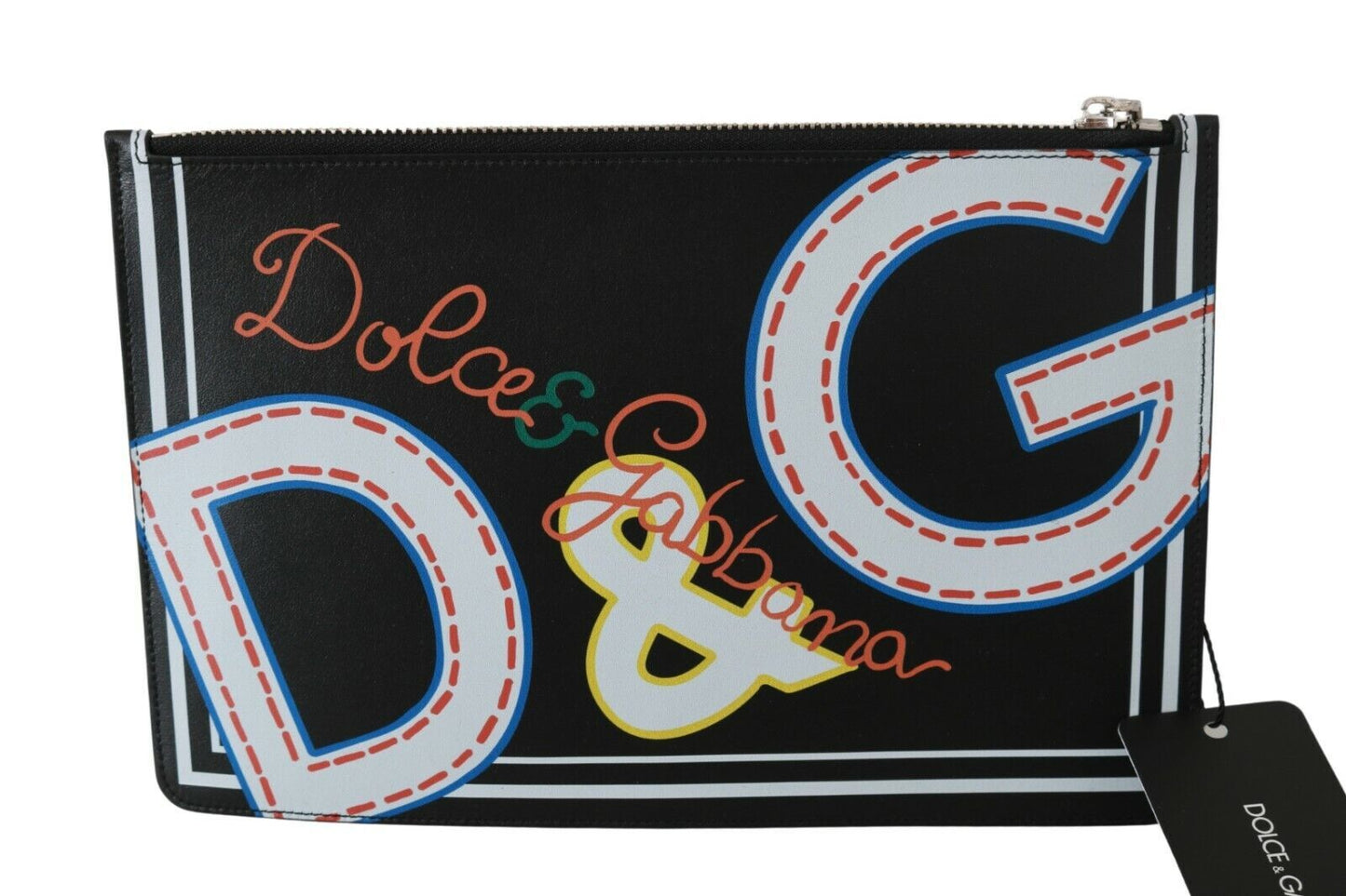 Dolce & Gabbana Black DG Print Mens Zipper Coin Purse Leather Men's Wallet