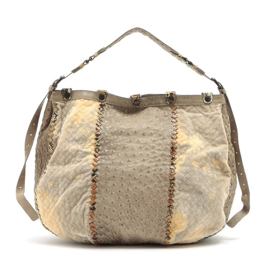 Bottega Veneta  Interlude Shoulder Bag Beige Ostrich  Pearson × Suede