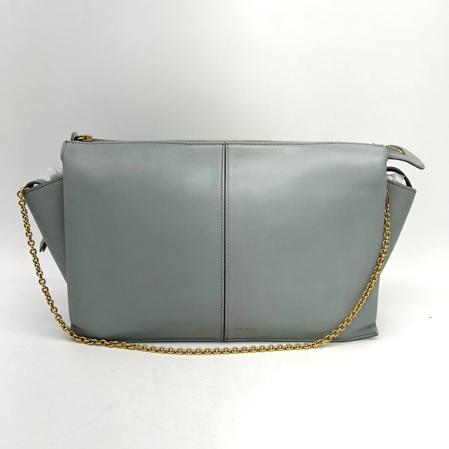 CELINE Smooth Calfskin Tri-Fold Clutch on Chain Cloud LA22937
