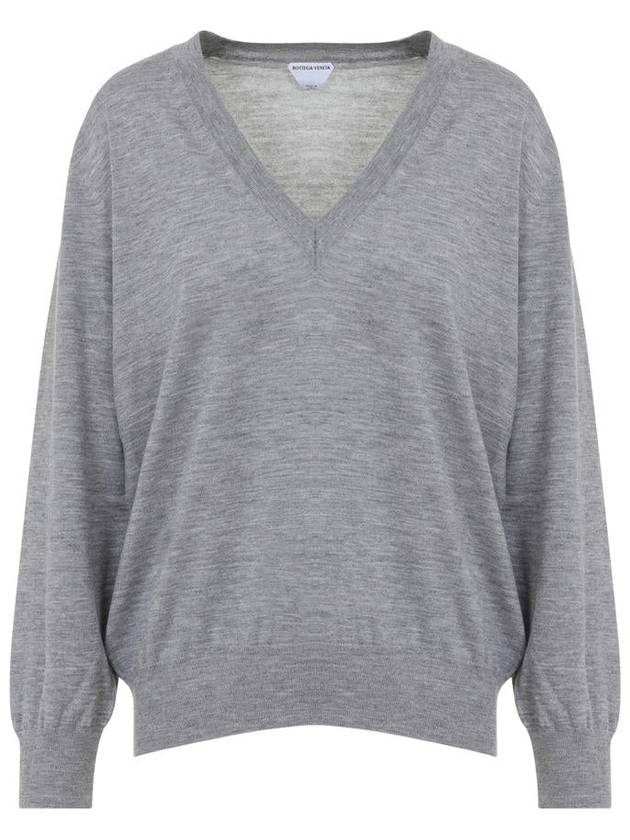 Bottega Veneta V neck cashmere knit top gray