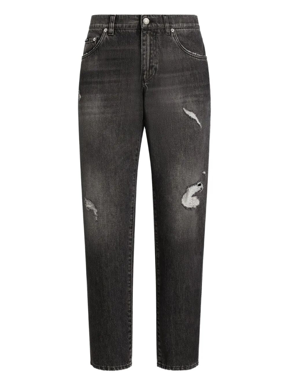 Dolce & Gabbana Men Straight-Leg Distressed Effect Jeans