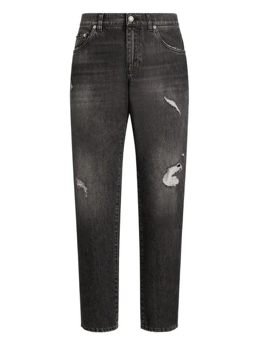 Dolce & Gabbana Men Straight-Leg Distressed Effect Jeans