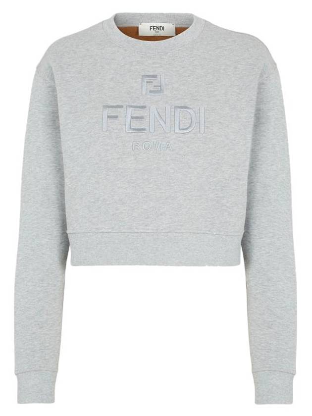 Fendi Crewneck Cropped Sweater Grey
