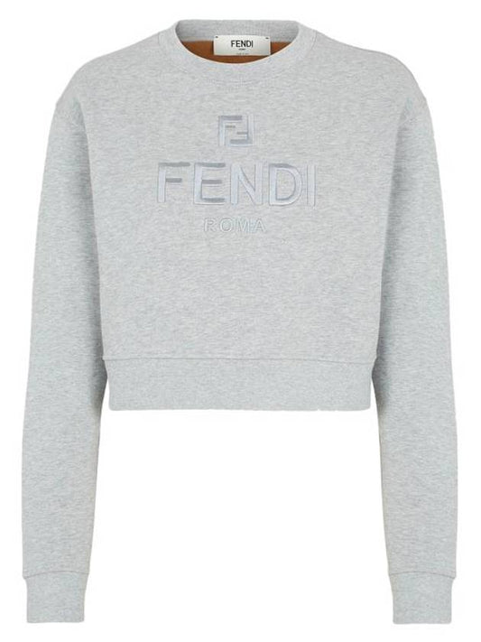 Fendi Crewneck Cropped Sweater Grey