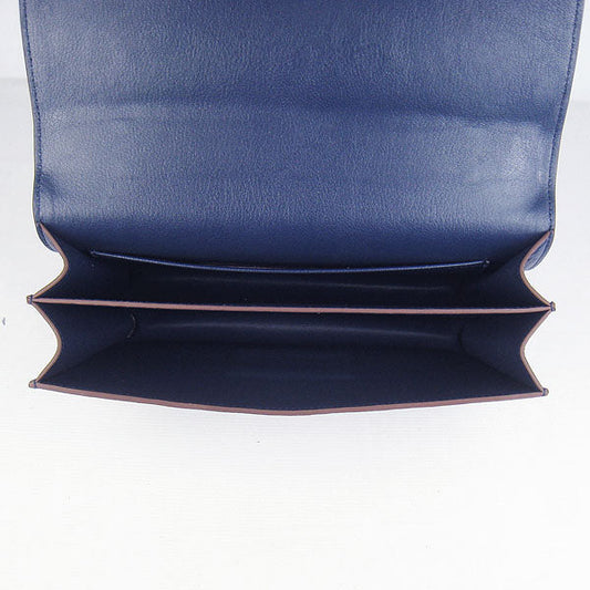 Hermes calf Leather Message Bag H020 dark blue silver