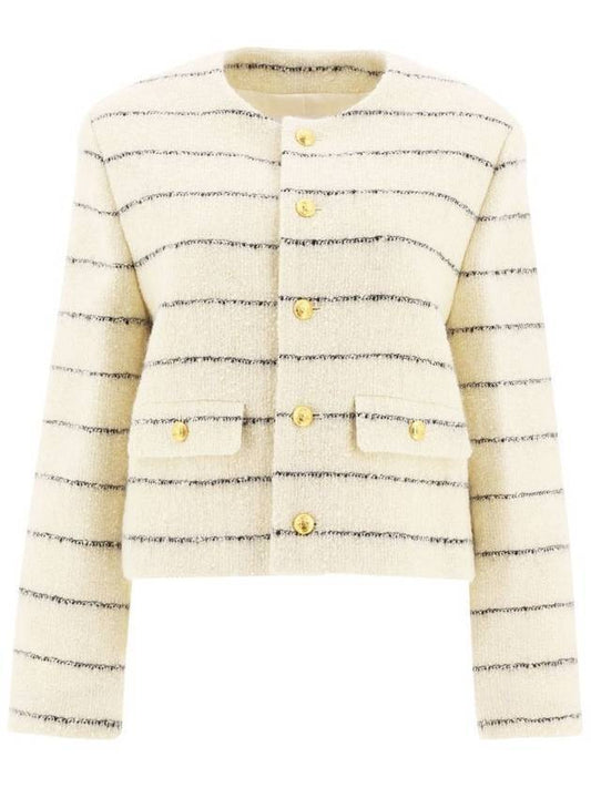 CELINE WoMen's Chasseur Striped Tweed Jacket Ivory