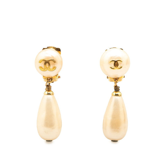 Chanel Vintage Coco Mark Earrings Gold