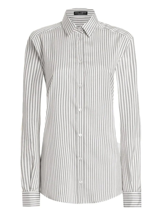 Dolce & Gabbana Women Camicia In Seta Con Stampa A Righe