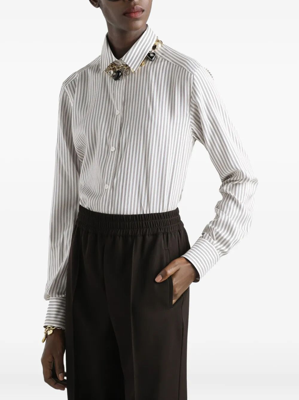 Dolce & Gabbana Women Camicia In Seta Con Stampa A Righe