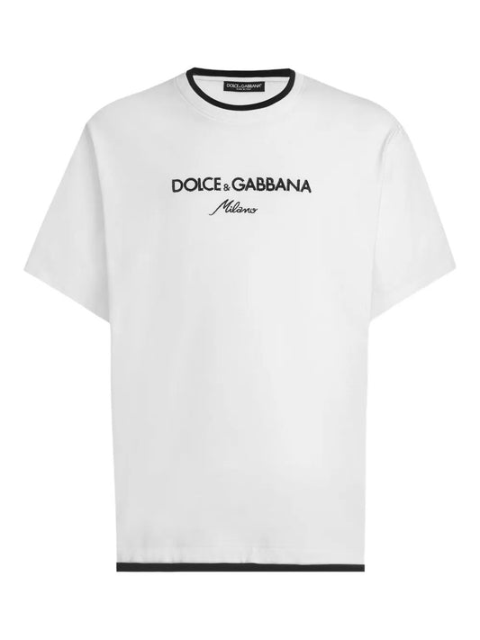 Dolce & Gabbana Men Logo-Embroidered Layering Cotton T-Shirt