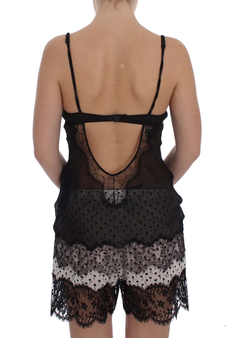 Dolce & Gabbana Black Silk Lace Babydoll Lingerie Women's Top