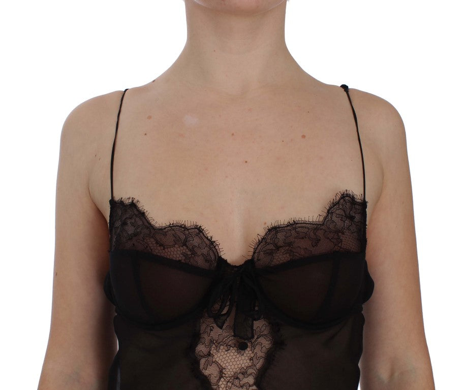 Dolce & Gabbana Black Silk Lace Babydoll Lingerie Women's Top