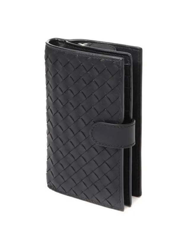 Bottega Veneta Intrecciato Weaving Nappa Leather Half Wallet Black