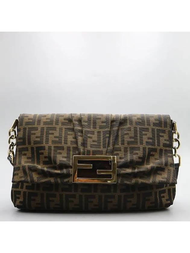 Fendi 8BT163 Gold logo decoration FF brown Jagard Juca shoulder bag