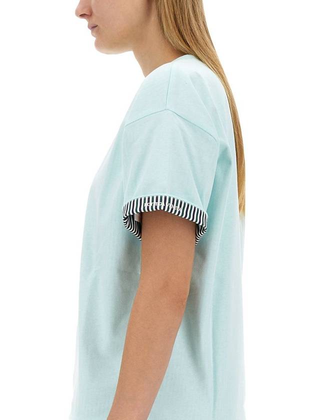 Bottega Veneta Double Layer Cotton Check Short Sleeve T-Shirt Mint